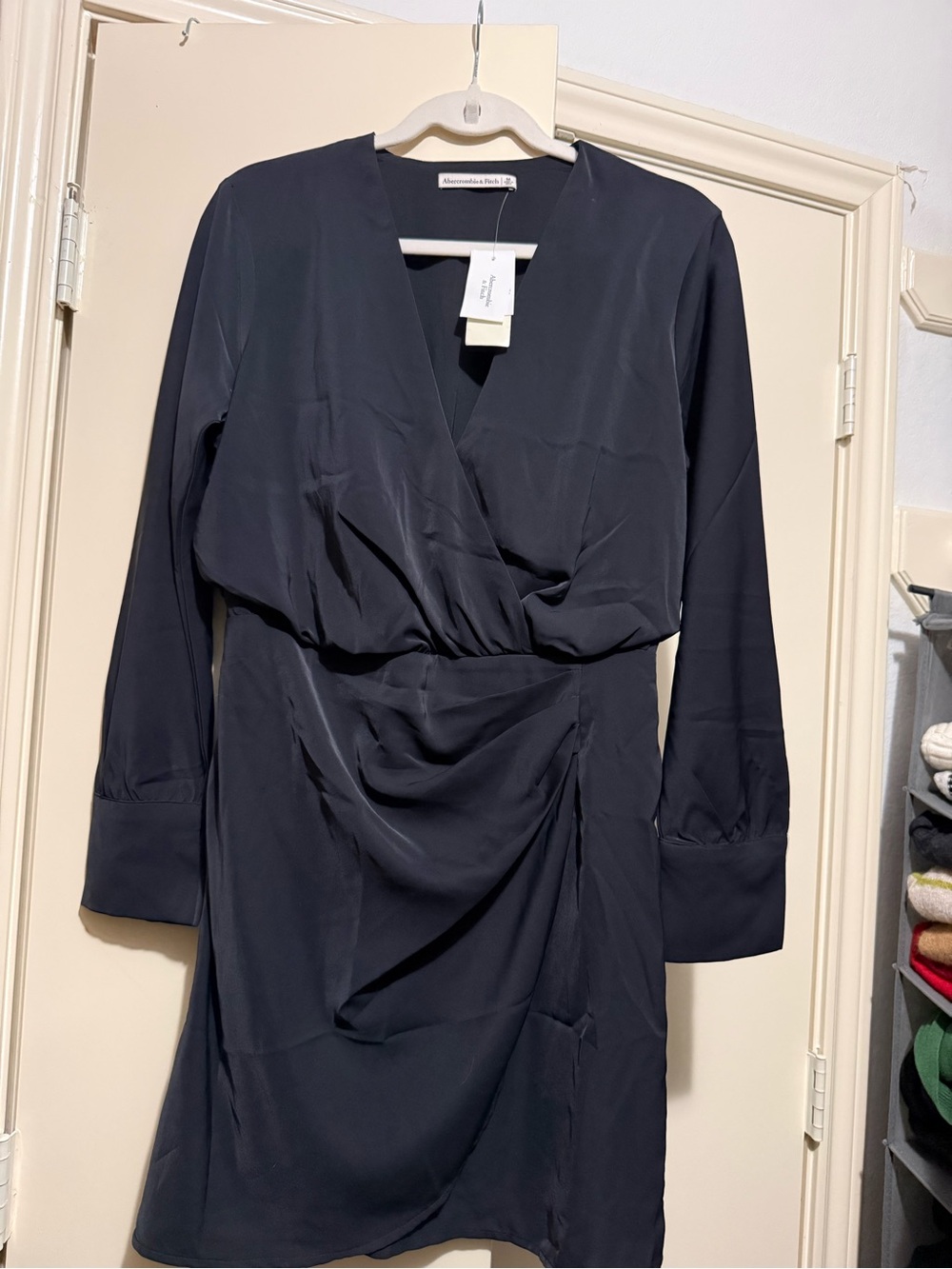 Abercrombie & Fitch Black Long-Sleeve Wrap Dress